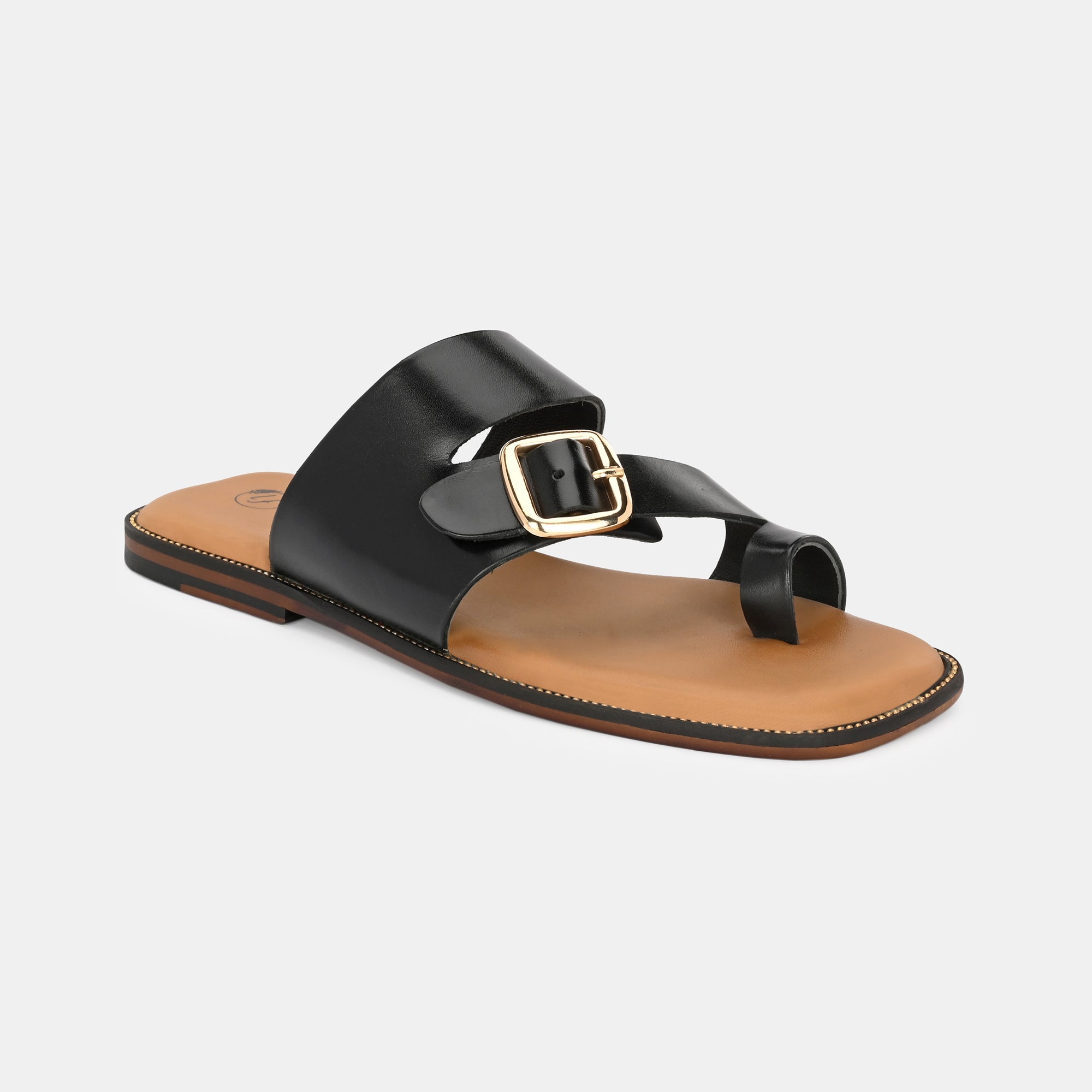 Black Buckled Slippers by Lafattio