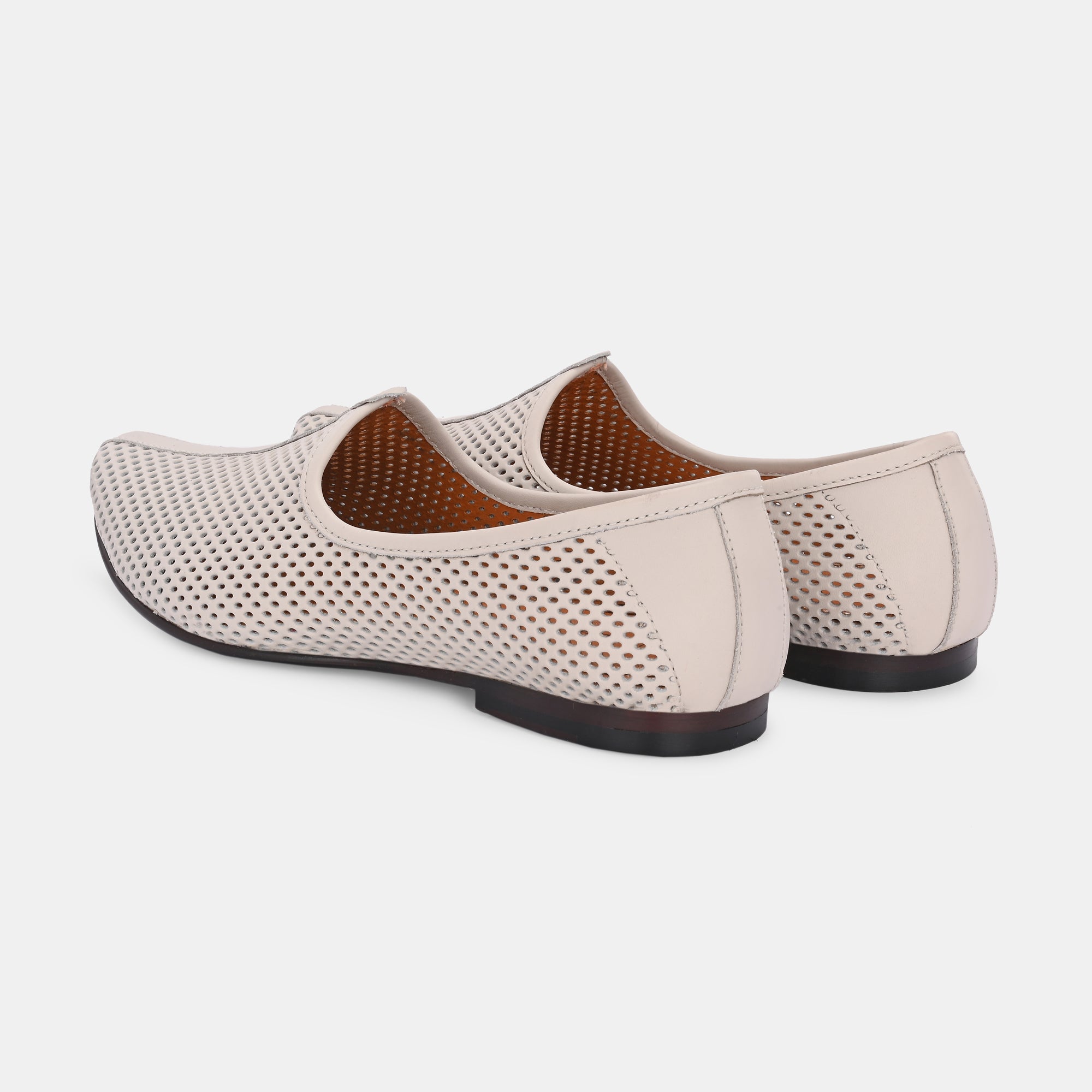 Ivory Perforated Ethnic Jooti by Lafattio