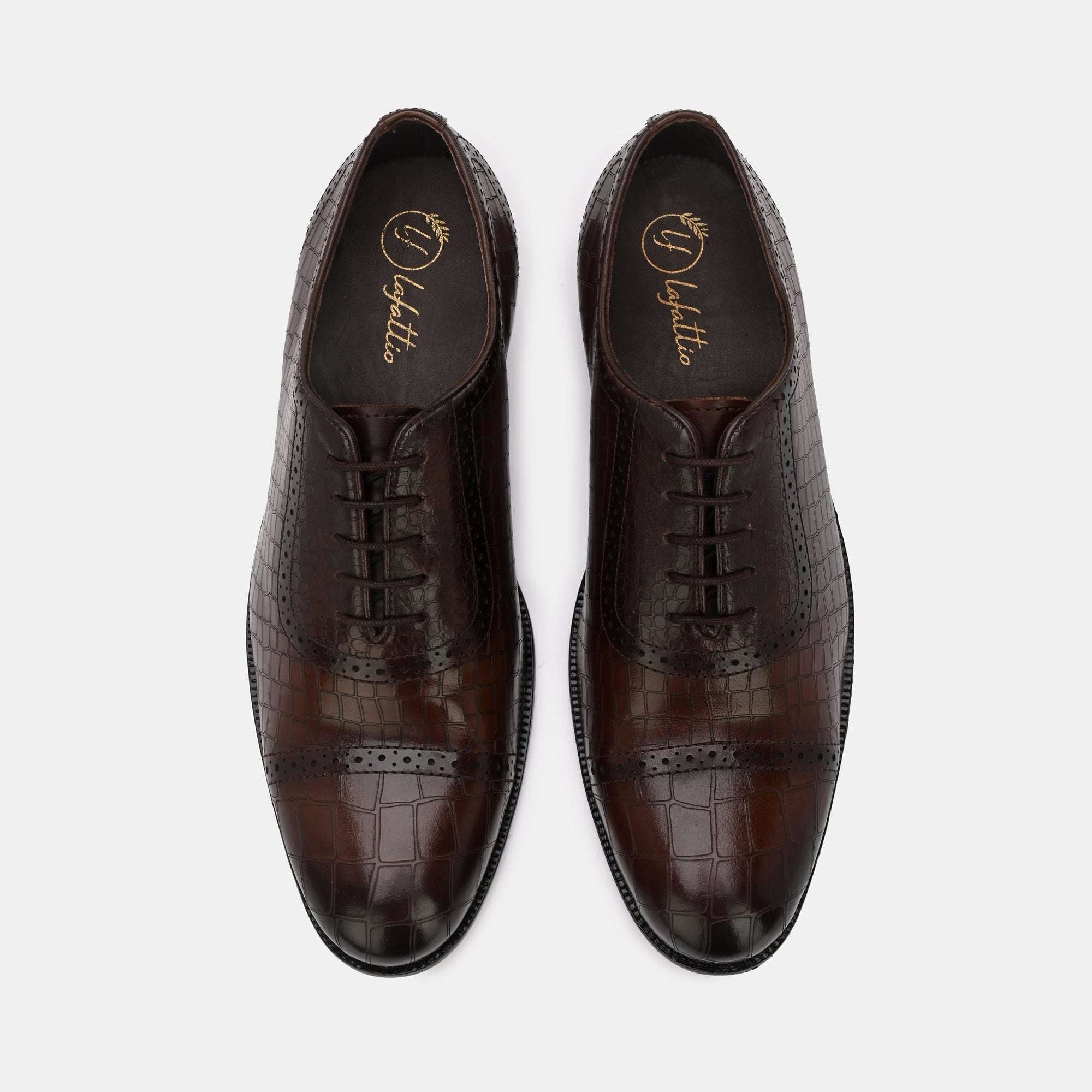Brown Laser Engraved Semi-Brogues by Lafattio