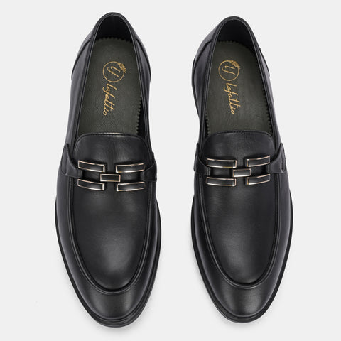 Black Buckled Loafers by Lafattio