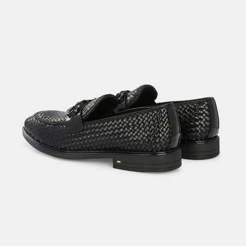 Hand-Woven Buckled Loafers by Lafattio