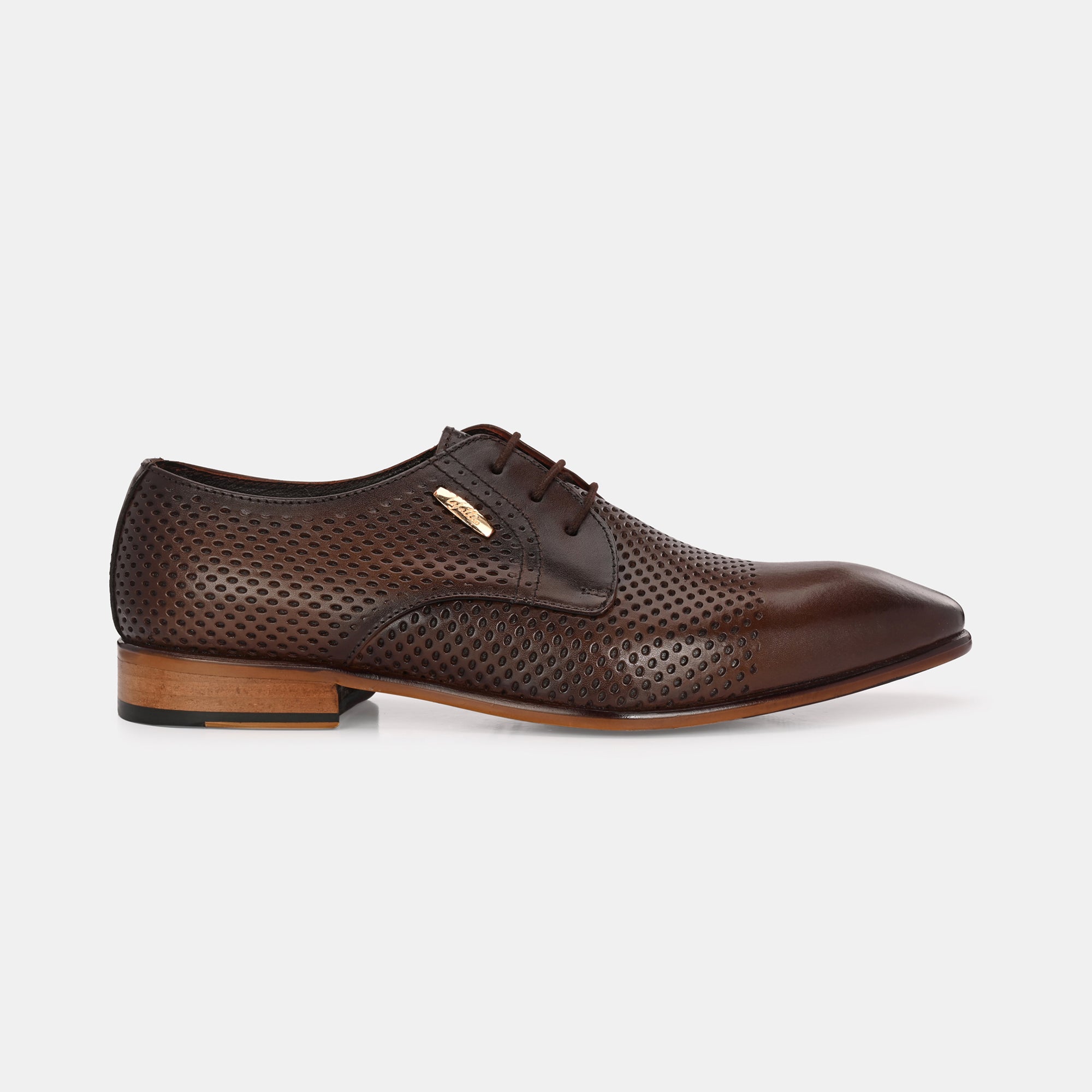 Brown Perforated Lace-Up Shoes by Lafattio