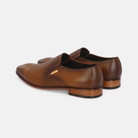 Tan Perforated Moccasins by Lafattio