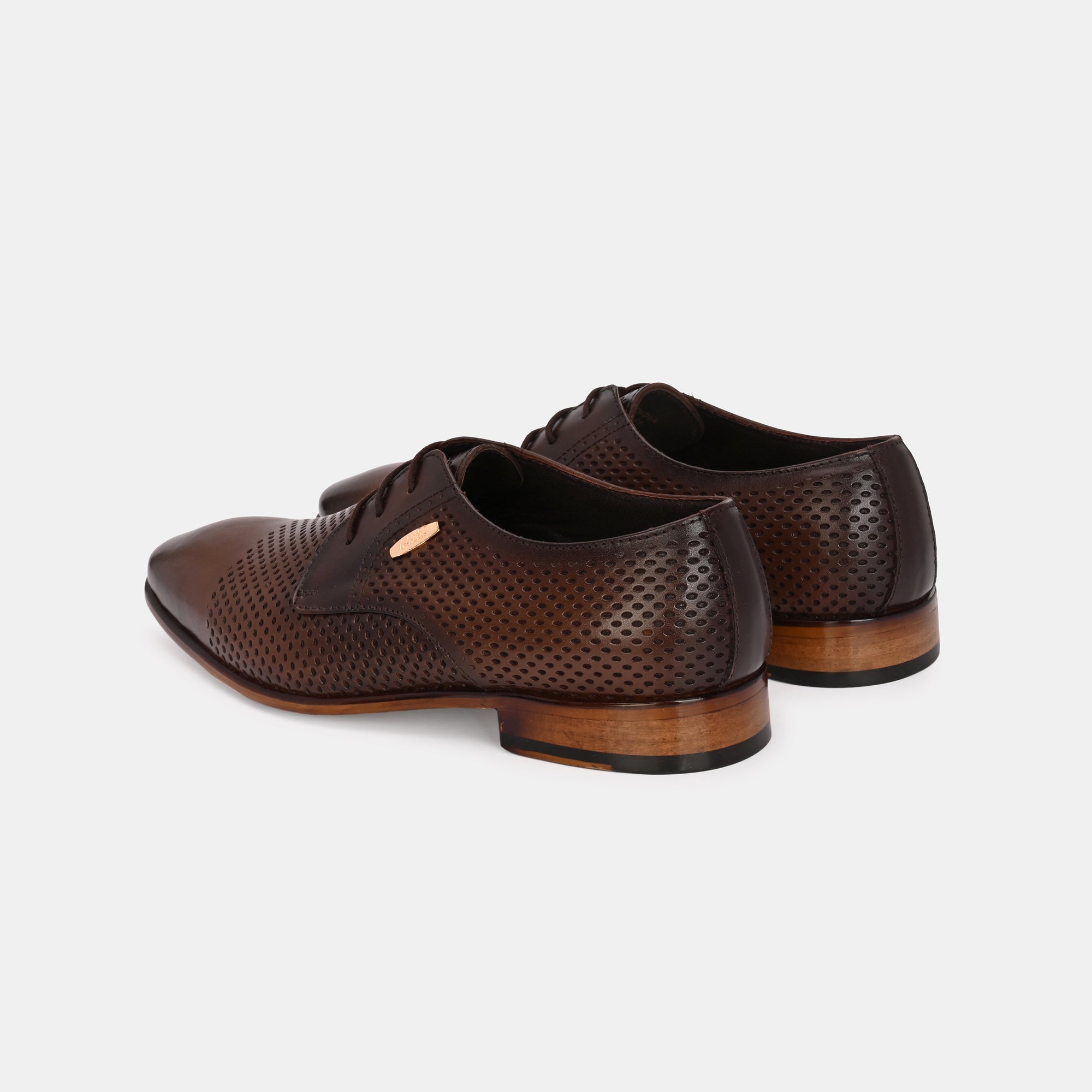 Brown Perforated Lace-Up Shoes by Lafattio