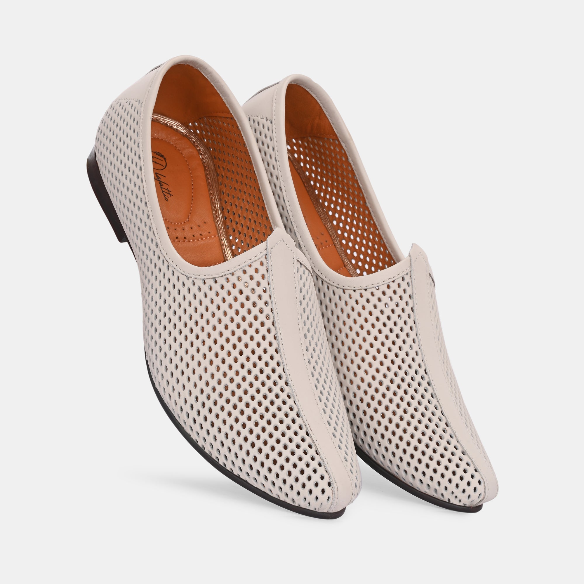 Ivory Perforated Ethnic Jooti by Lafattio