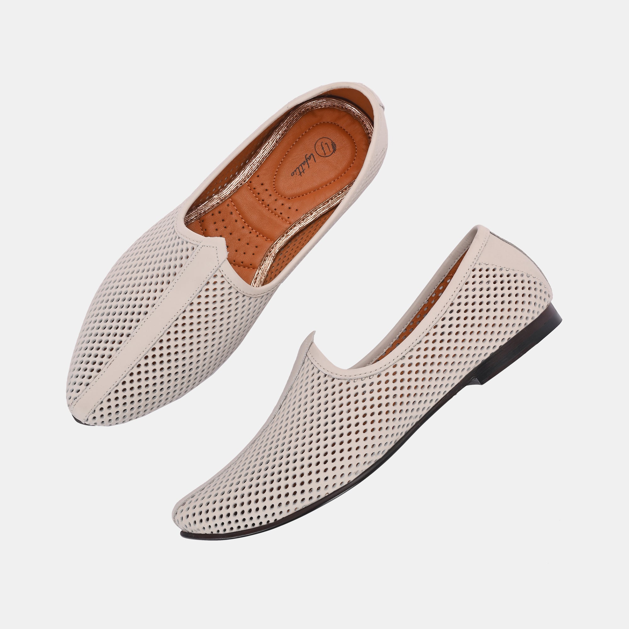 Ivory Perforated Ethnic Jooti by Lafattio