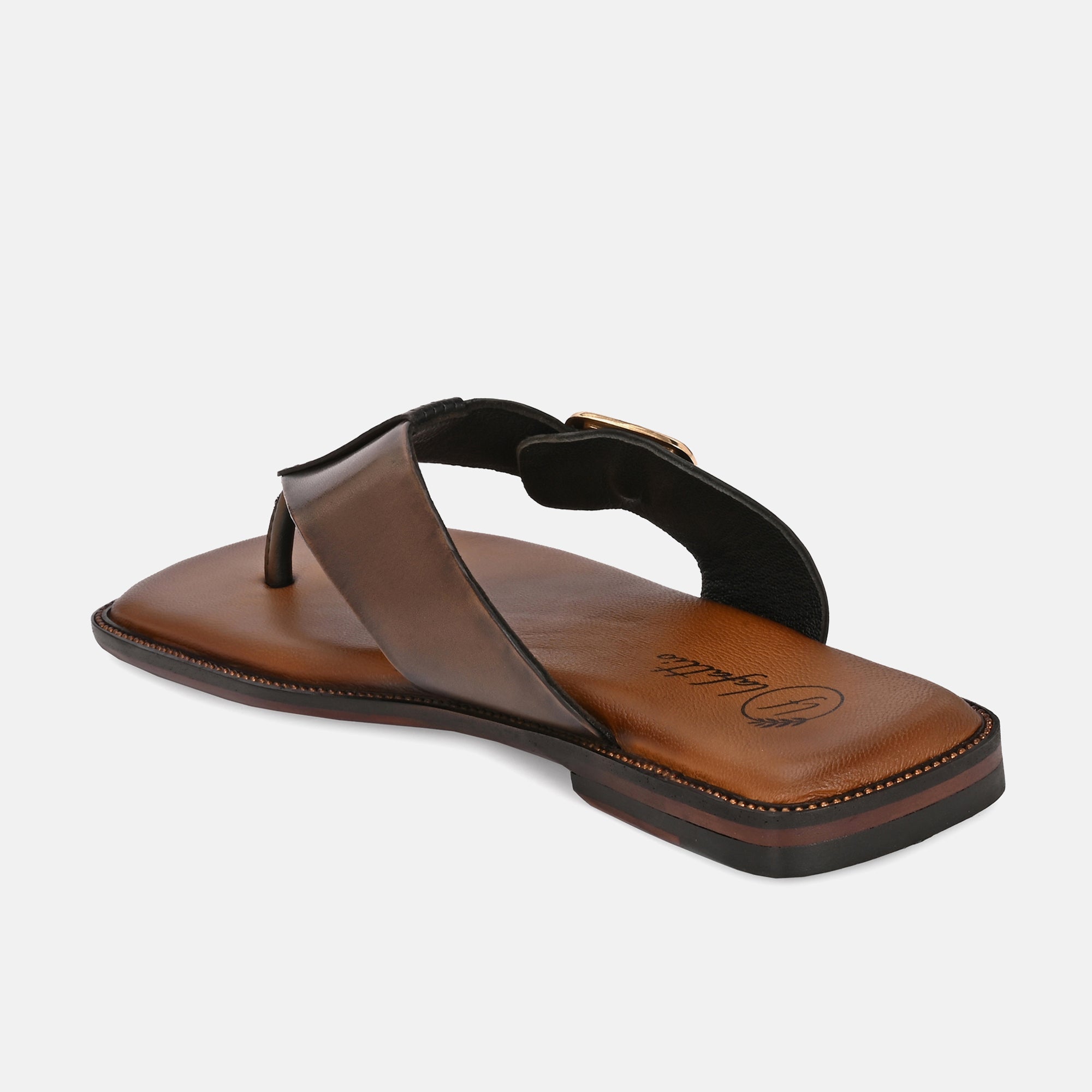 Antique Tan Buckled Slippers By Lafattio