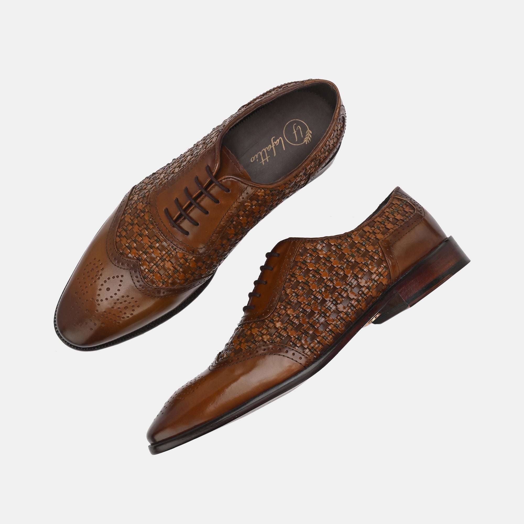 Tan Lace-Up Brogues by Lafattio