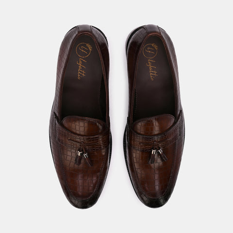 Cherry Laser Engraved Tassel Loafers by Lafattio