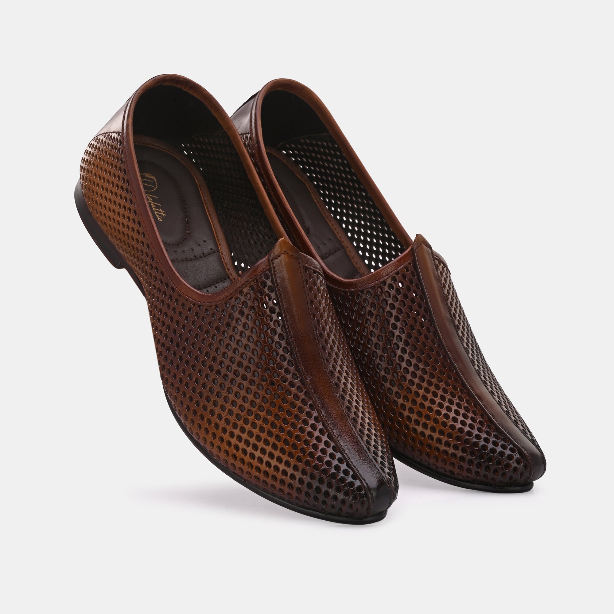 Tan Perforated Ethnic Jooti by Lafattio