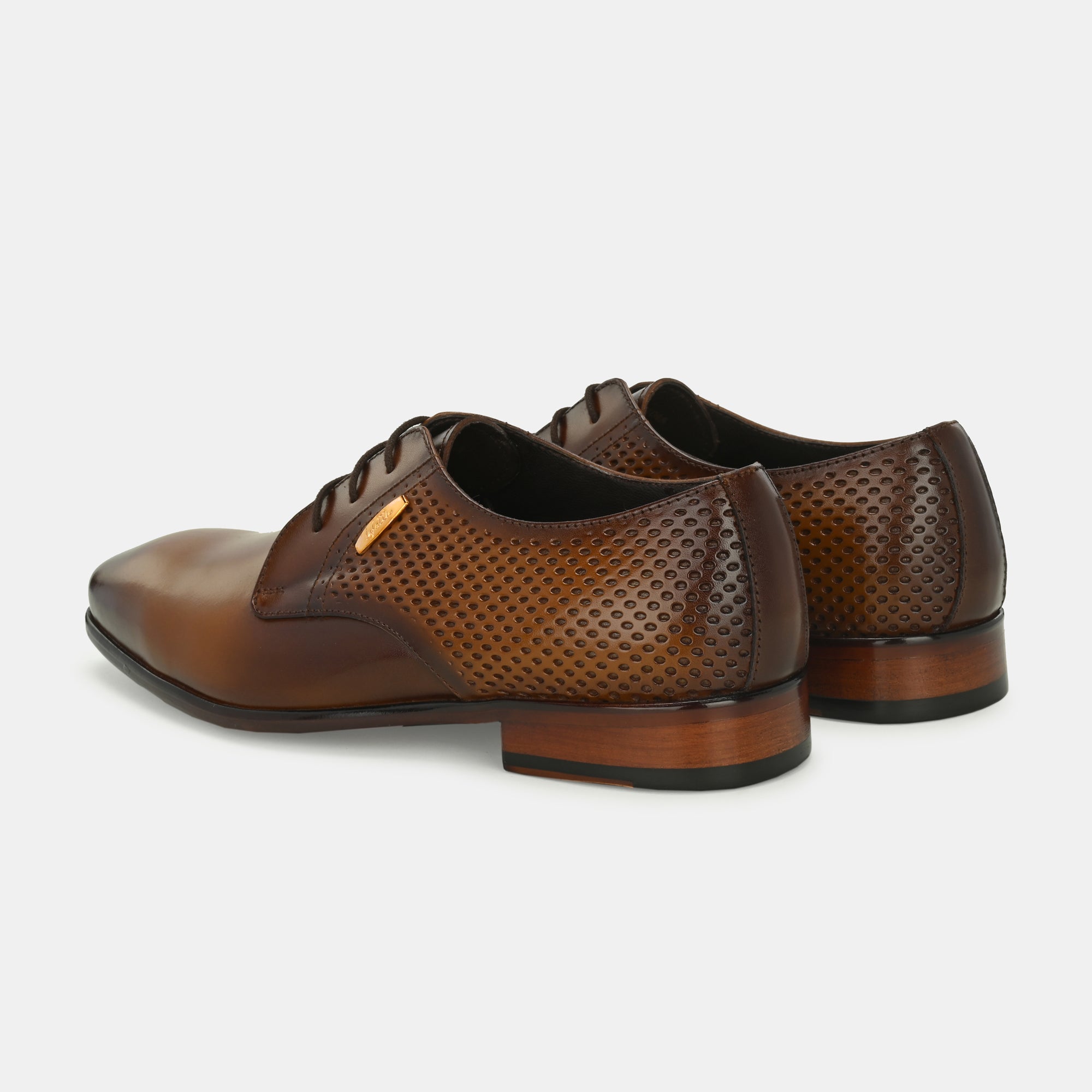 Tan Perforated Lace-Up Shoes by Lafattio