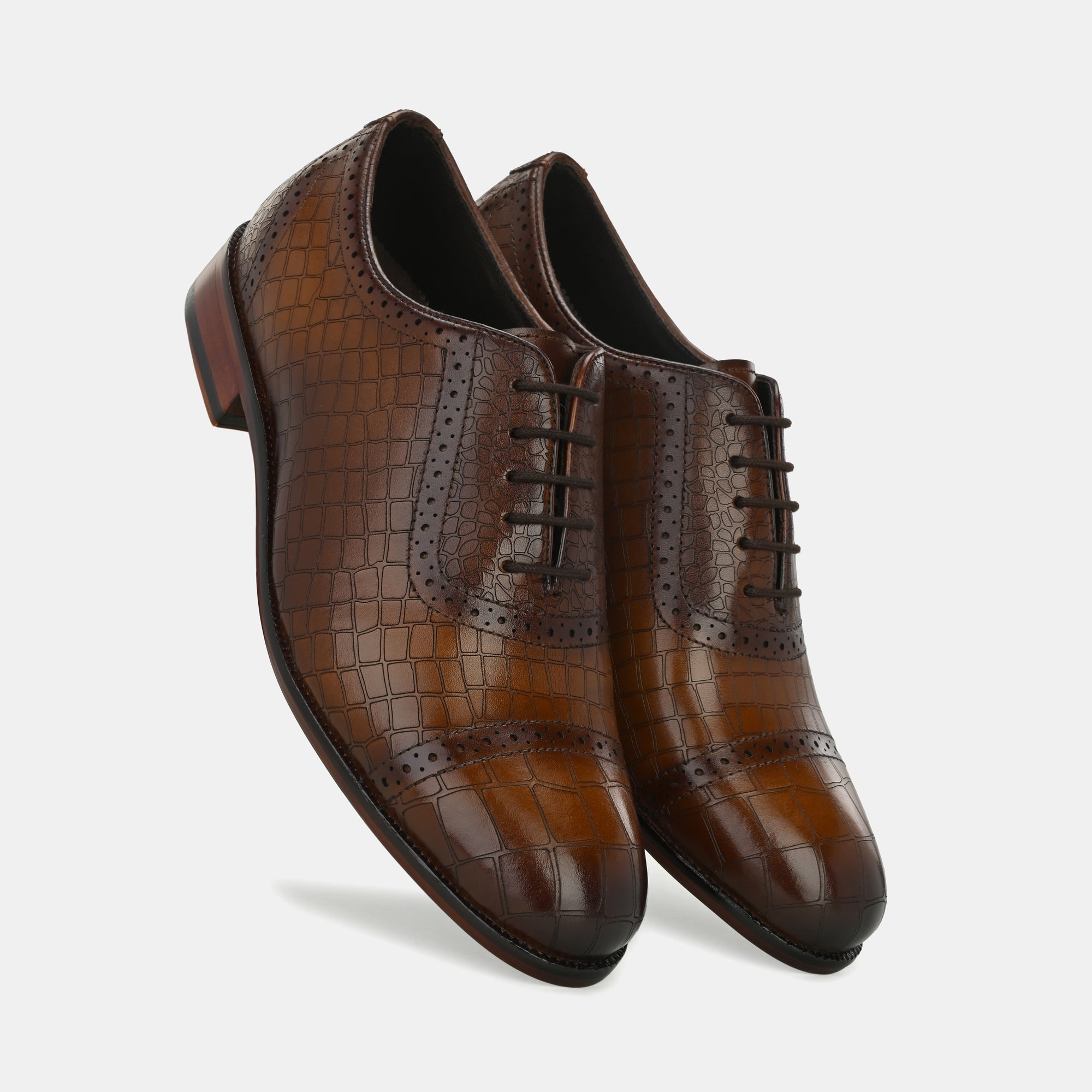 Tan Laser Engraved Semi-Brogues by Lafattio