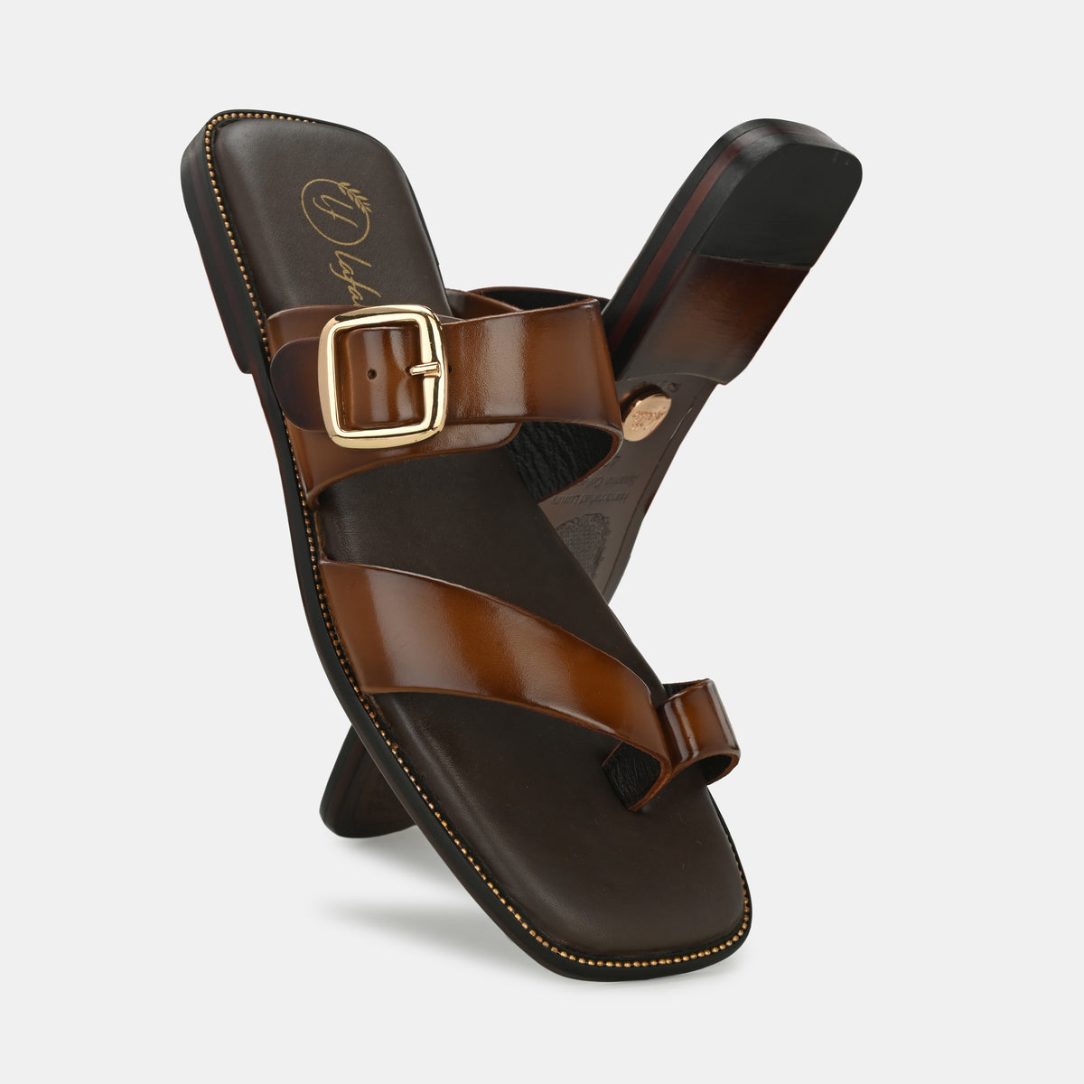 Tan Buckled Slippers By Lafattio