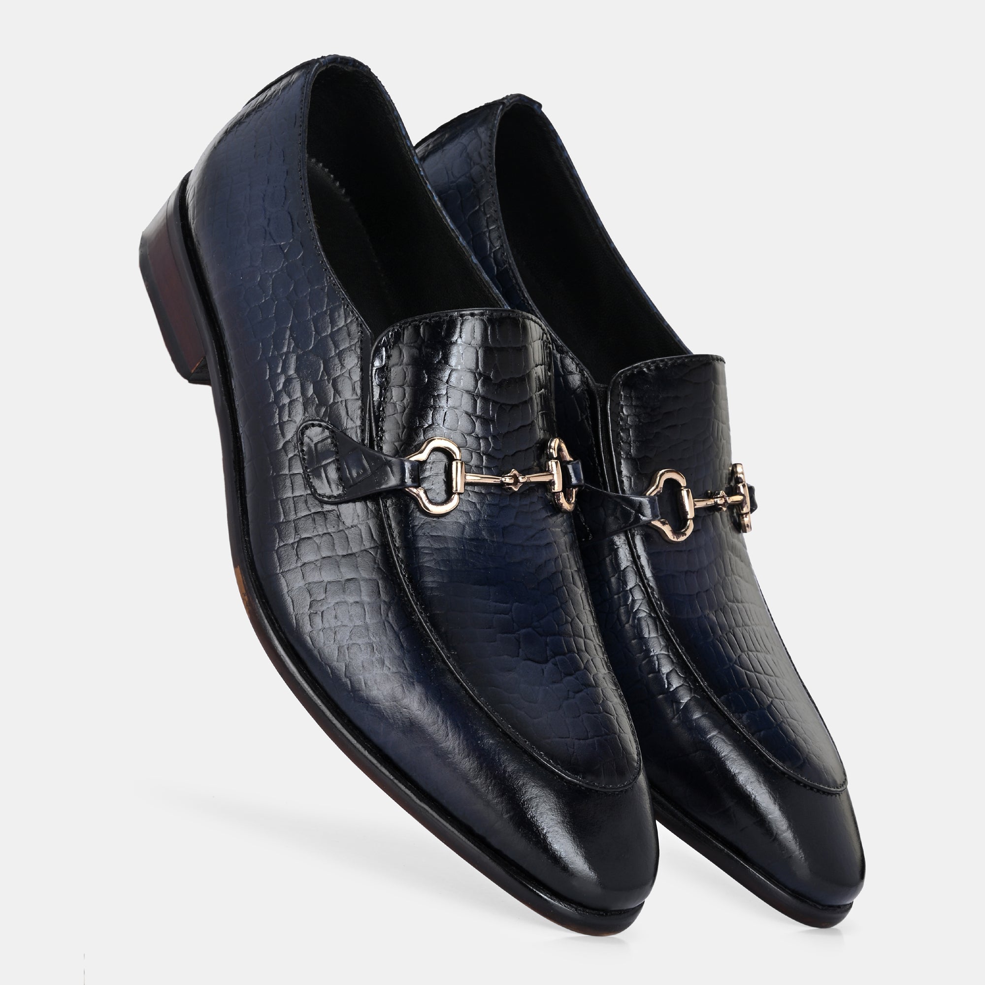 Blue Buckled Loafers by Lafattio