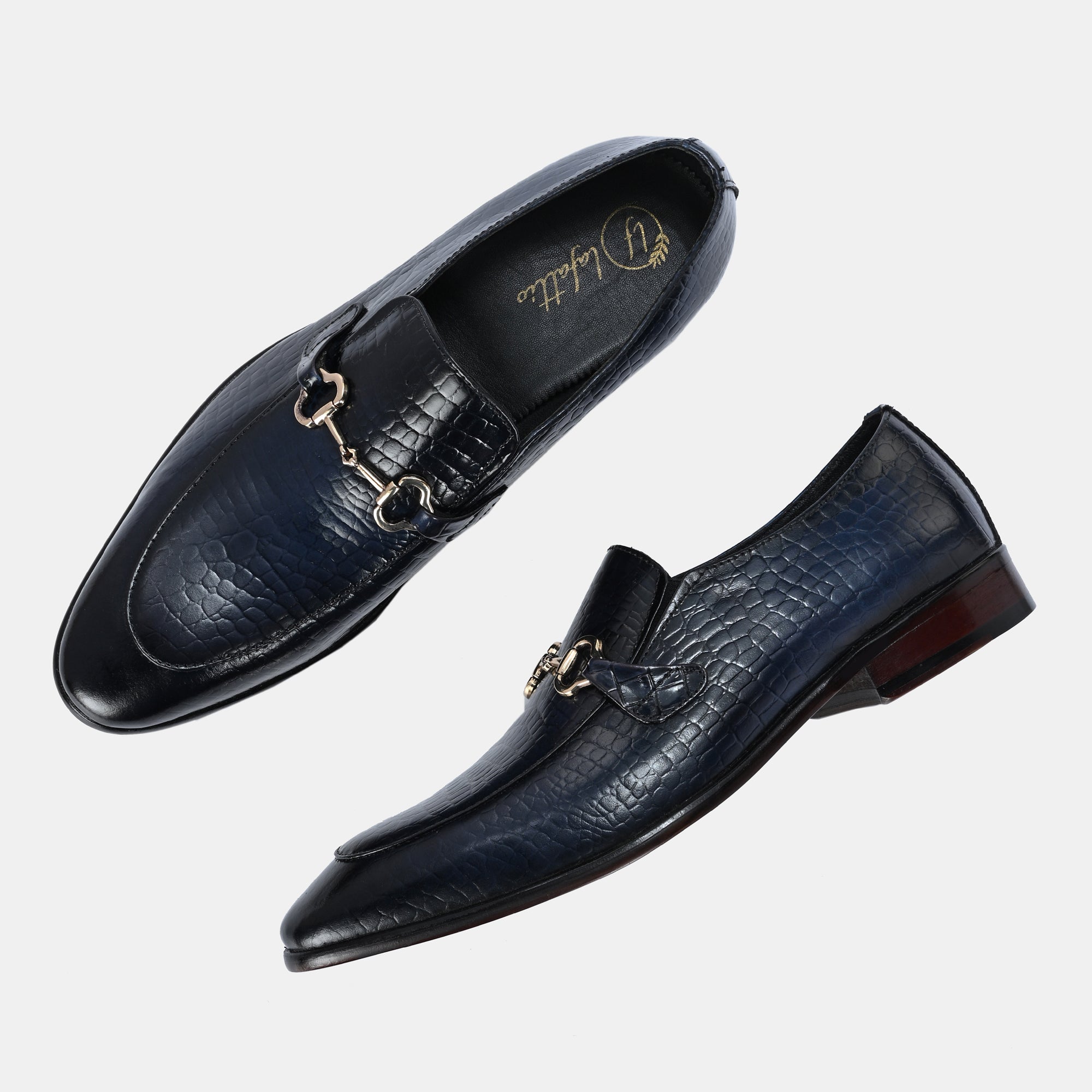 Blue Buckled Loafers by Lafattio